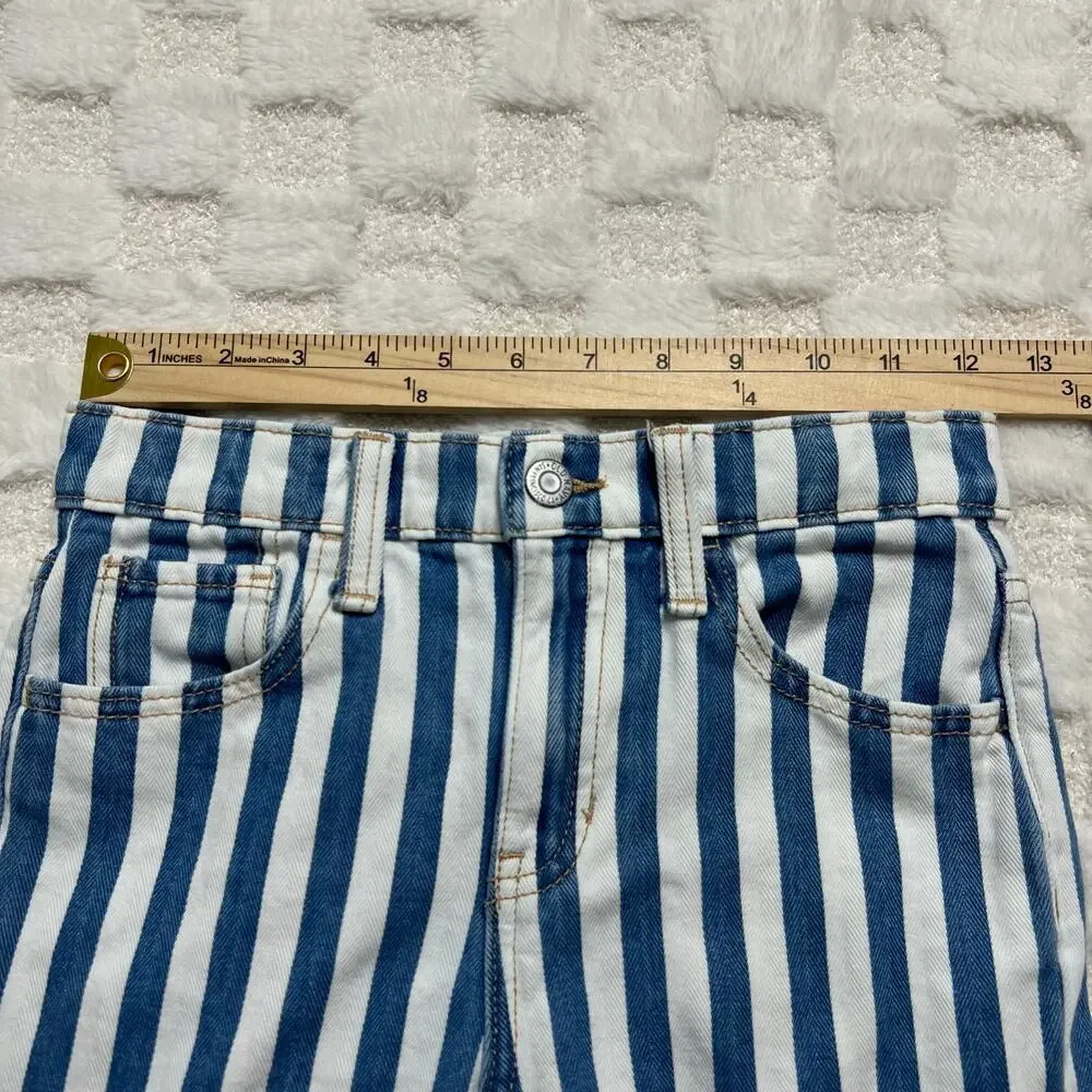Old Navy Girls Size 8 High Rise Baggy Wide Leg Striped Jeans